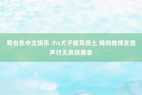 哥也色中文娱乐 小s犬子被骂很土 姆妈微博发图声讨无良抹黑者