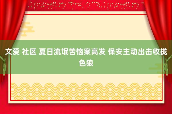 文爱 社区 夏日流氓苦恼案高发 保安主动出击收拢色狼